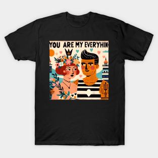 You are my everything - lover couple in tattoo and flowers portrait T-Shirt